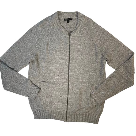 Banana Republic Men’s Sz L Gray Zip Cardigan Sweater 100% Cotton Natural fiber - Picture 1 of 9